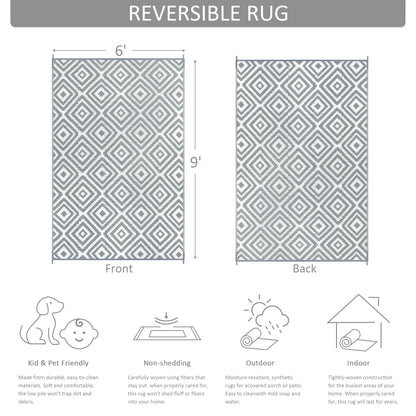 6‘ x 9’ Outdoor Waterproof Reversible Rug