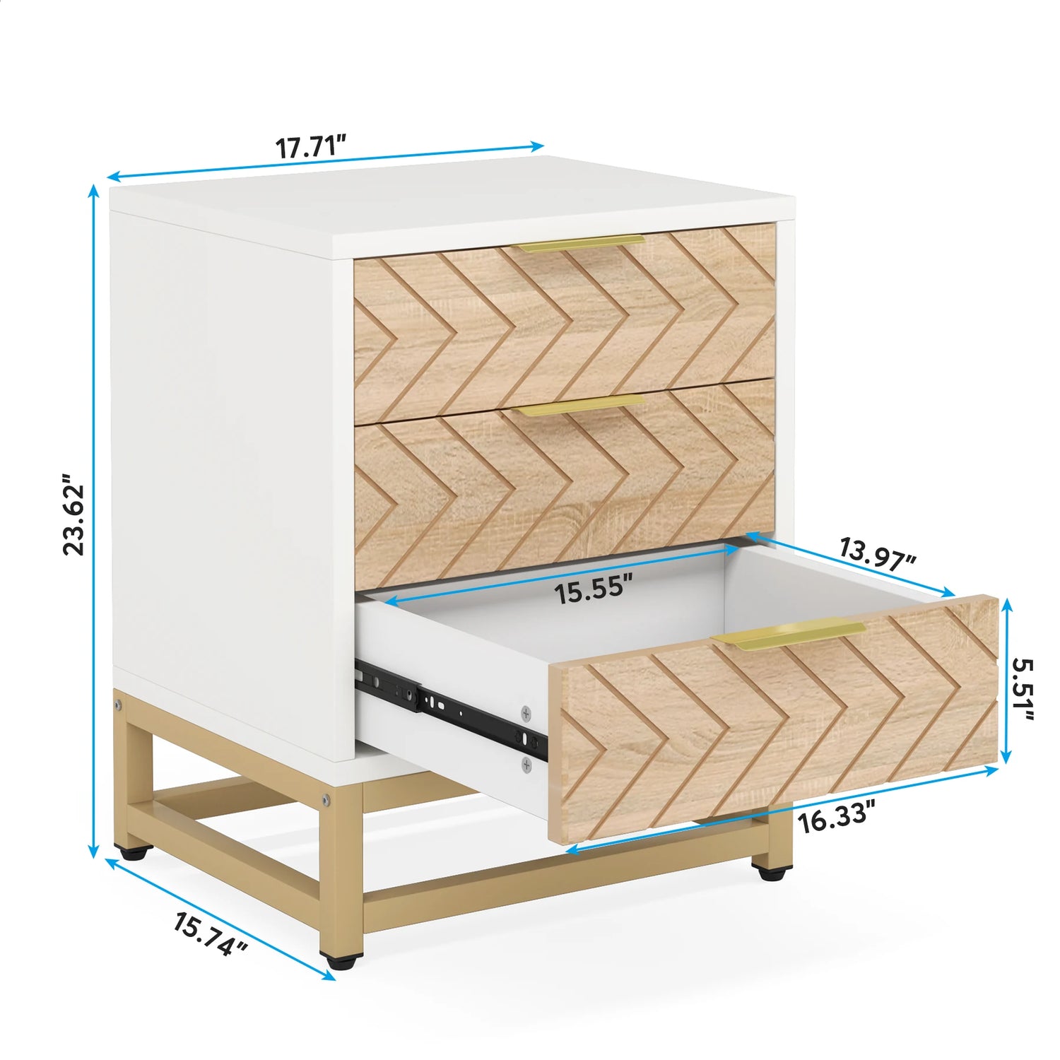 Tribesigns Set of 2 Modern 3-Drawer Nightstands