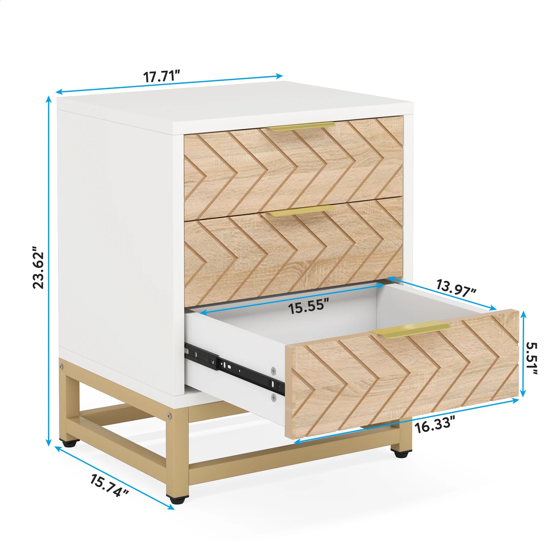 Tribesigns Set of 2 Modern 3-Drawer Nightstands