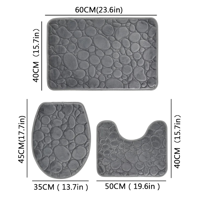 Water-Absorbing Non-Slip Solid Color Bathroom Rug Set