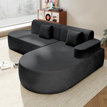 93 Inch Modern Curved L-Shaped Sofa Couch in Chenille or Corduroy