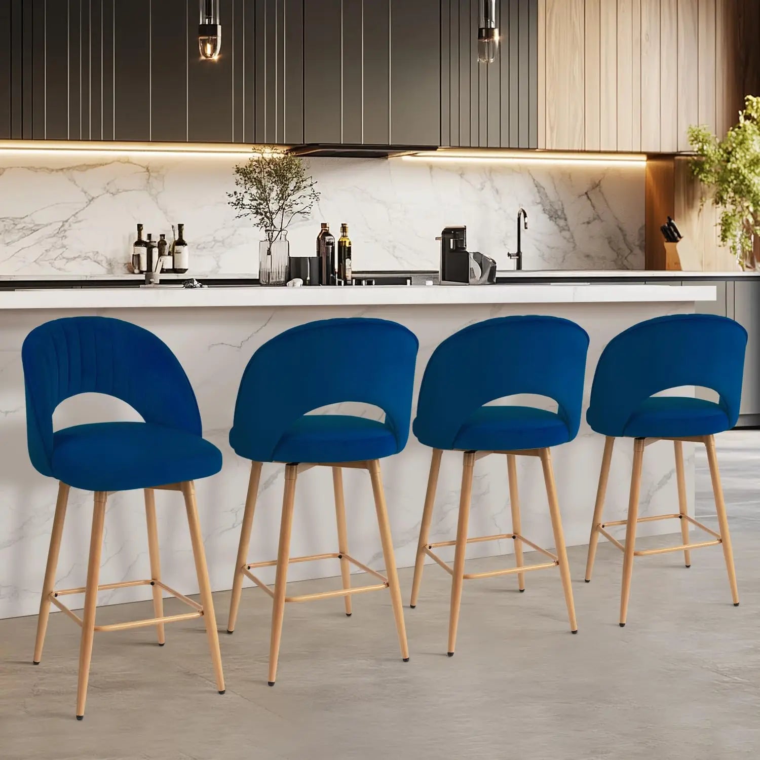 Counter Height Set of 4 Swivel Bar Stools
