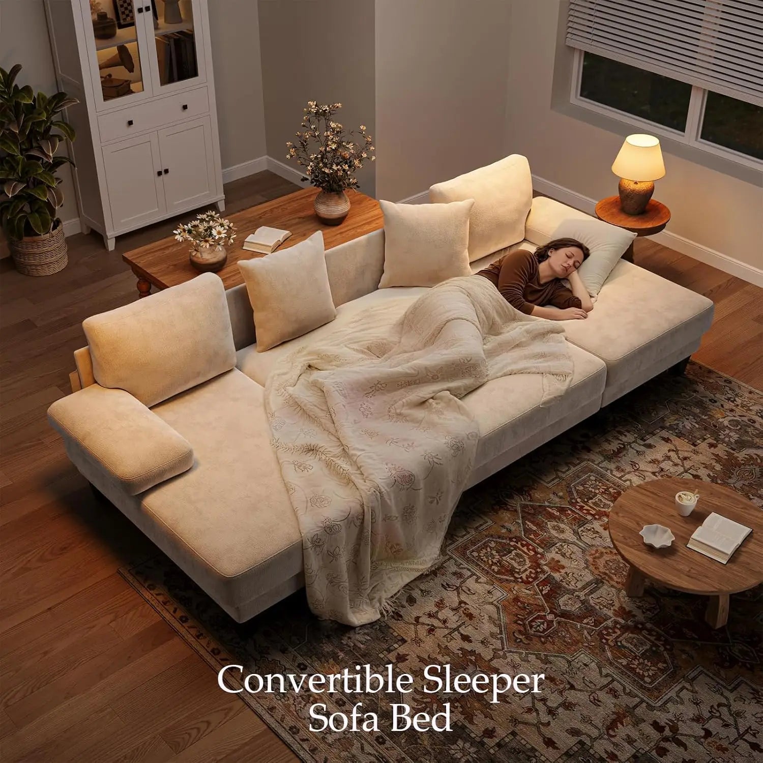 112 Inch Sleeper Sofa with Pull Out Couch Bed