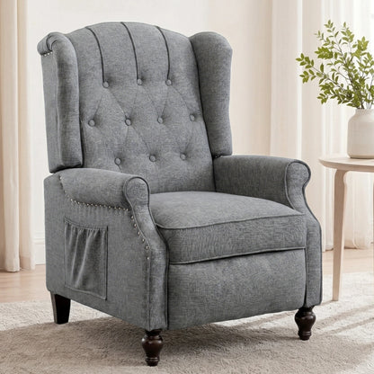 TCGBKAF Mid-Century Wingback Recliner with Massage &amp; Heat