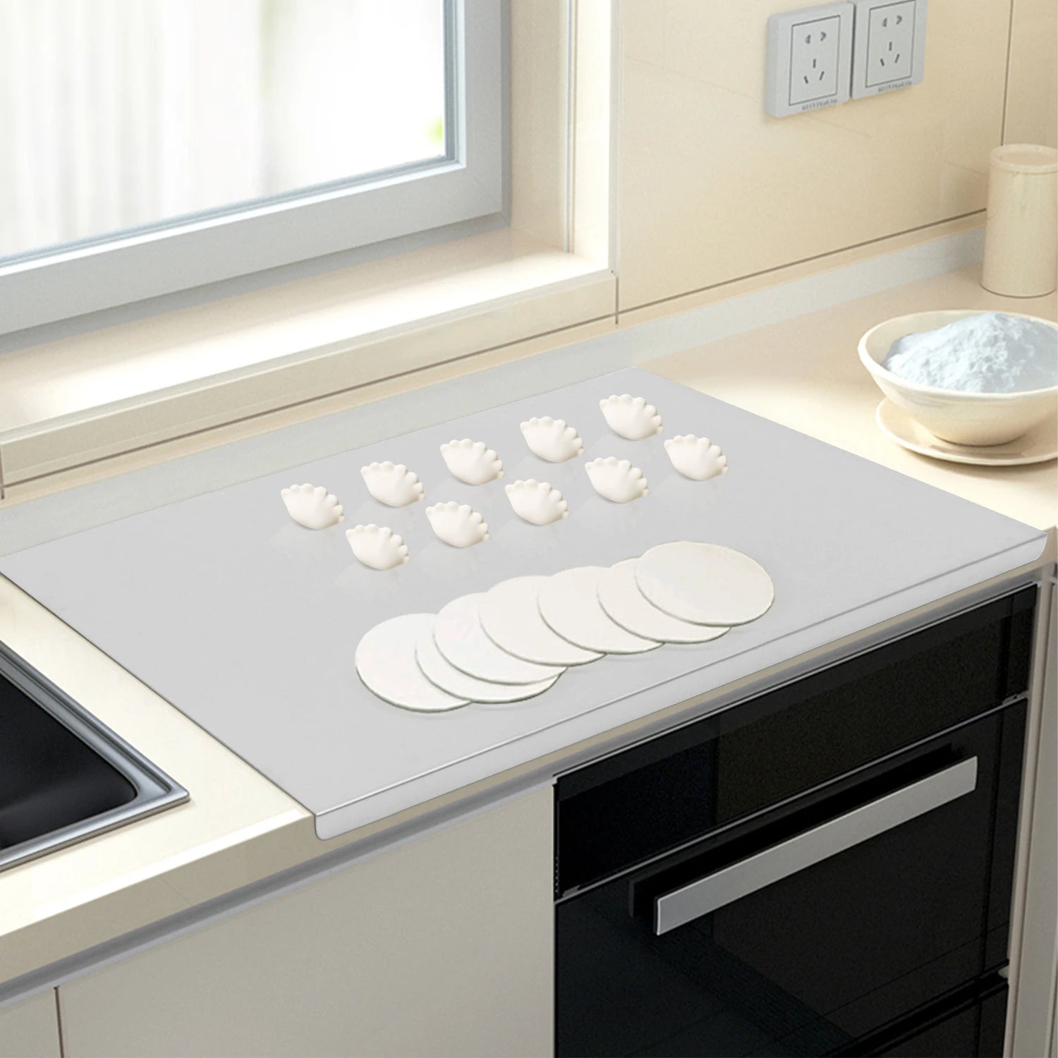 Stainless Steel Chopping Board with L-Shaped Folded Edge