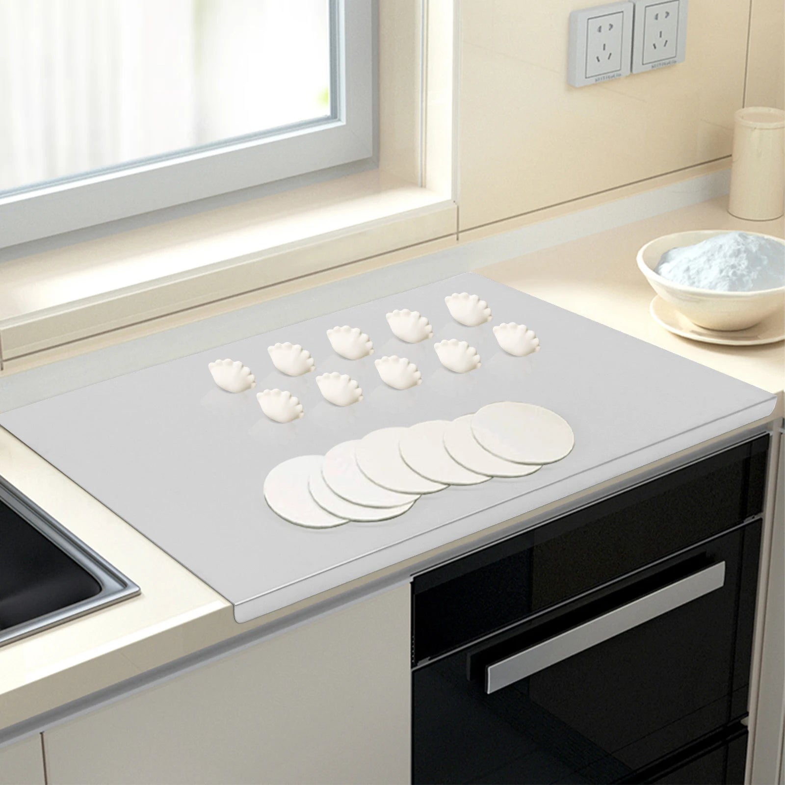 Stainless Steel Chopping Board with L-Shaped Folded Edge