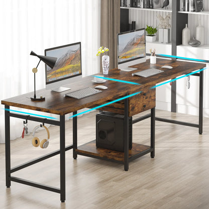 Tribesigns Two Person Desk with 2 Drawers