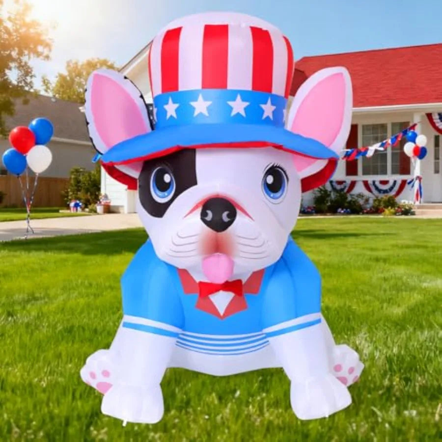 5 Foot Outdoor Patriotic Puppy Dog Inflatable Decoration
