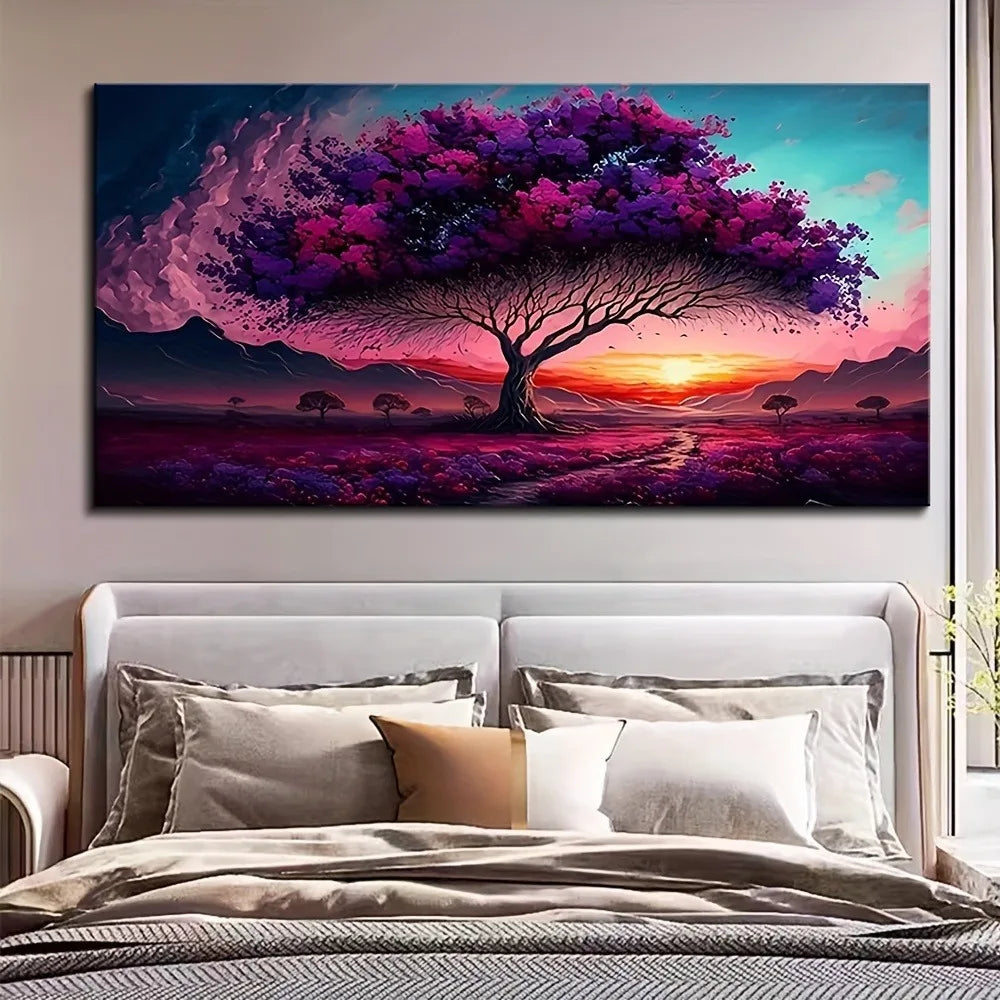 Art Deco Purple &amp; Pink Hauntingly Beautiful Landscape Wall Art