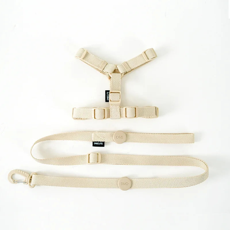 Adjustable Puppy Harness Set Reflective Dog Collar and Leash for Small Dogs Macaron Color Cat Safe Walking Gear Dog Accessories