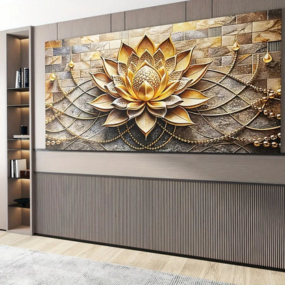 Modern Abstract Black and Gold Floral Canvas Art