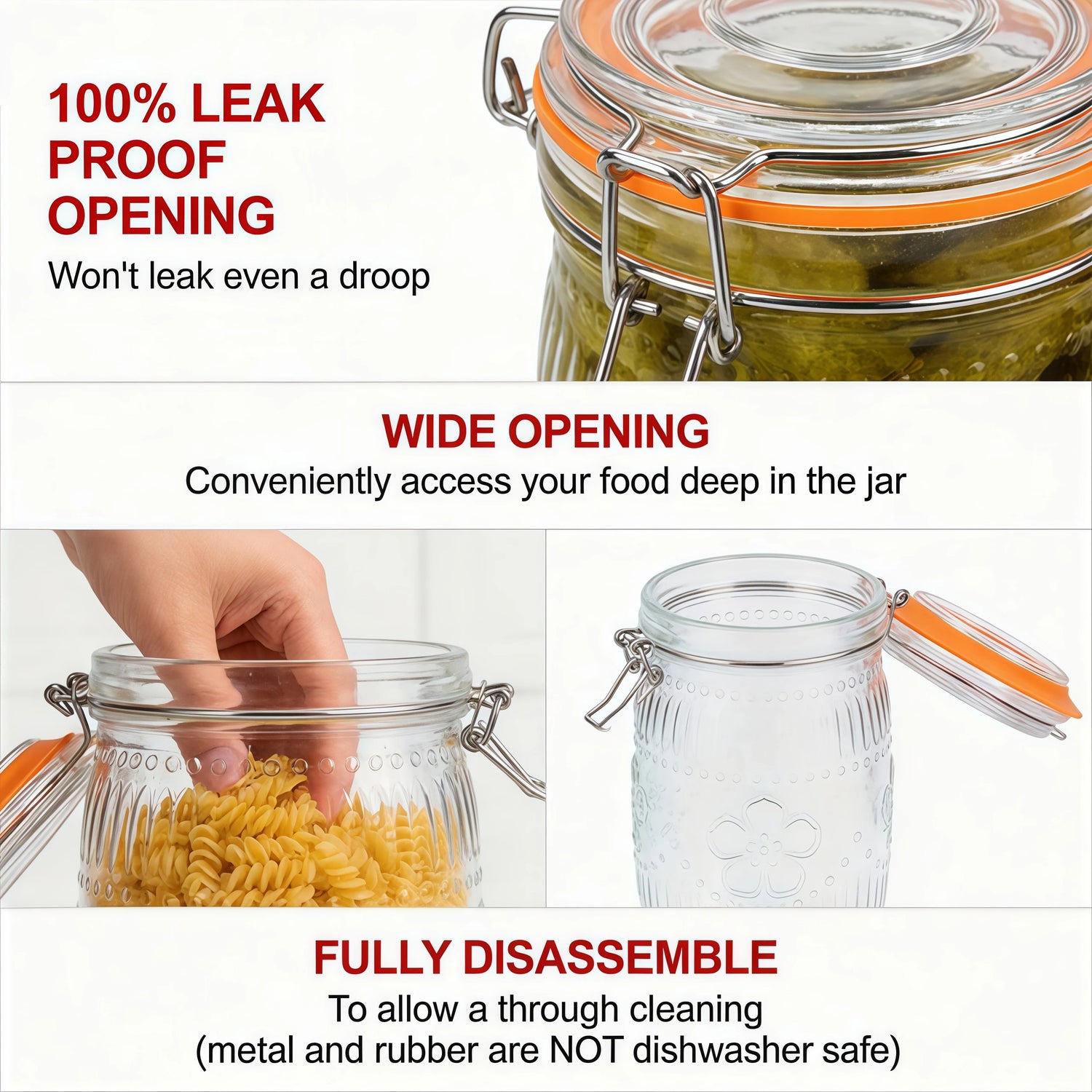 3 Pack or 6 Pack of 32 Ounce Vintage-Inspired Wide Mouth Airtight Mason Jars