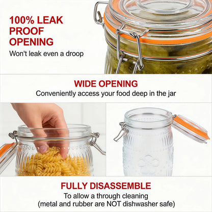 3 Pack or 6 Pack of 32 Ounce Vintage-Inspired Wide Mouth Airtight Mason Jars
