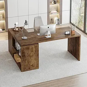 Corner Desk with Storage Shelves in Four Sleek Finishes