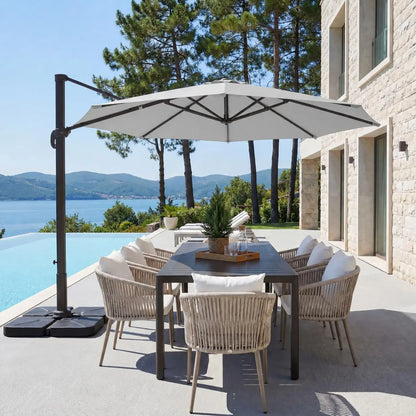 11 Foot Cantilever Offset Patio Umbrella with Base Included