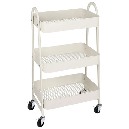 JHK 3-Tier Metal Kitchen Cart with Lockable Wheels