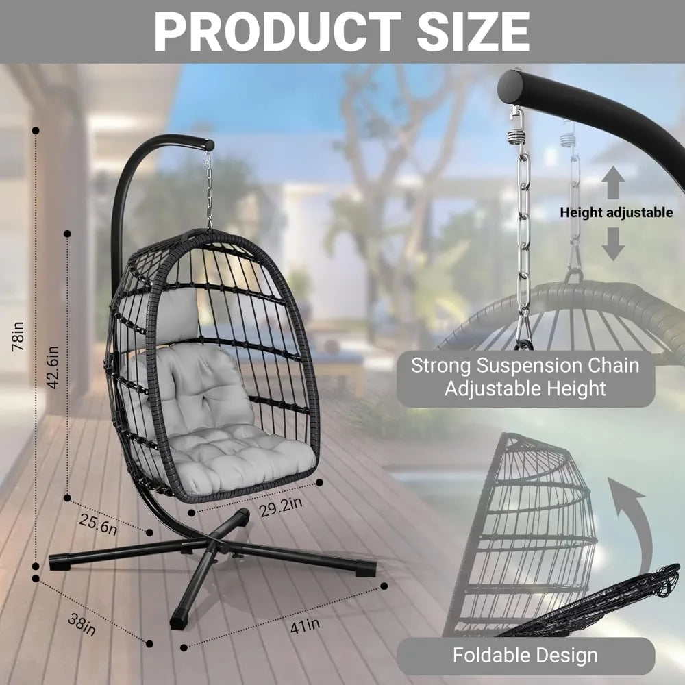 Hanging Rattan Egg Chair with Stand