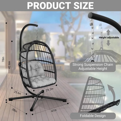 Hanging Rattan Egg Chair with Stand