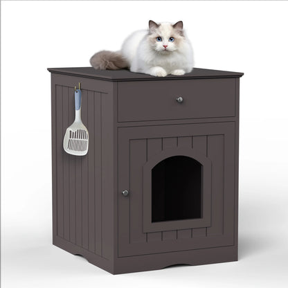 Wooden Cat House Cat with Litter Box
