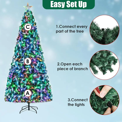 6-8-9- and 10 Foot Pre-Lit Fiber Optic Christmas Tree