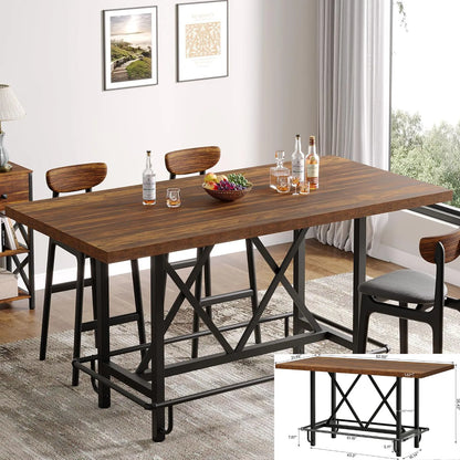 63-inch Farmhouse Style Dining Table Seats 4-6