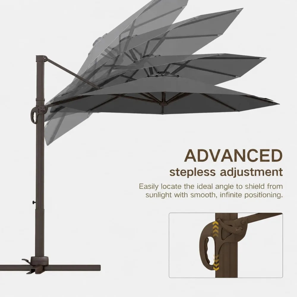 11 Foot Cantilever Offset Patio Umbrella with Base Included