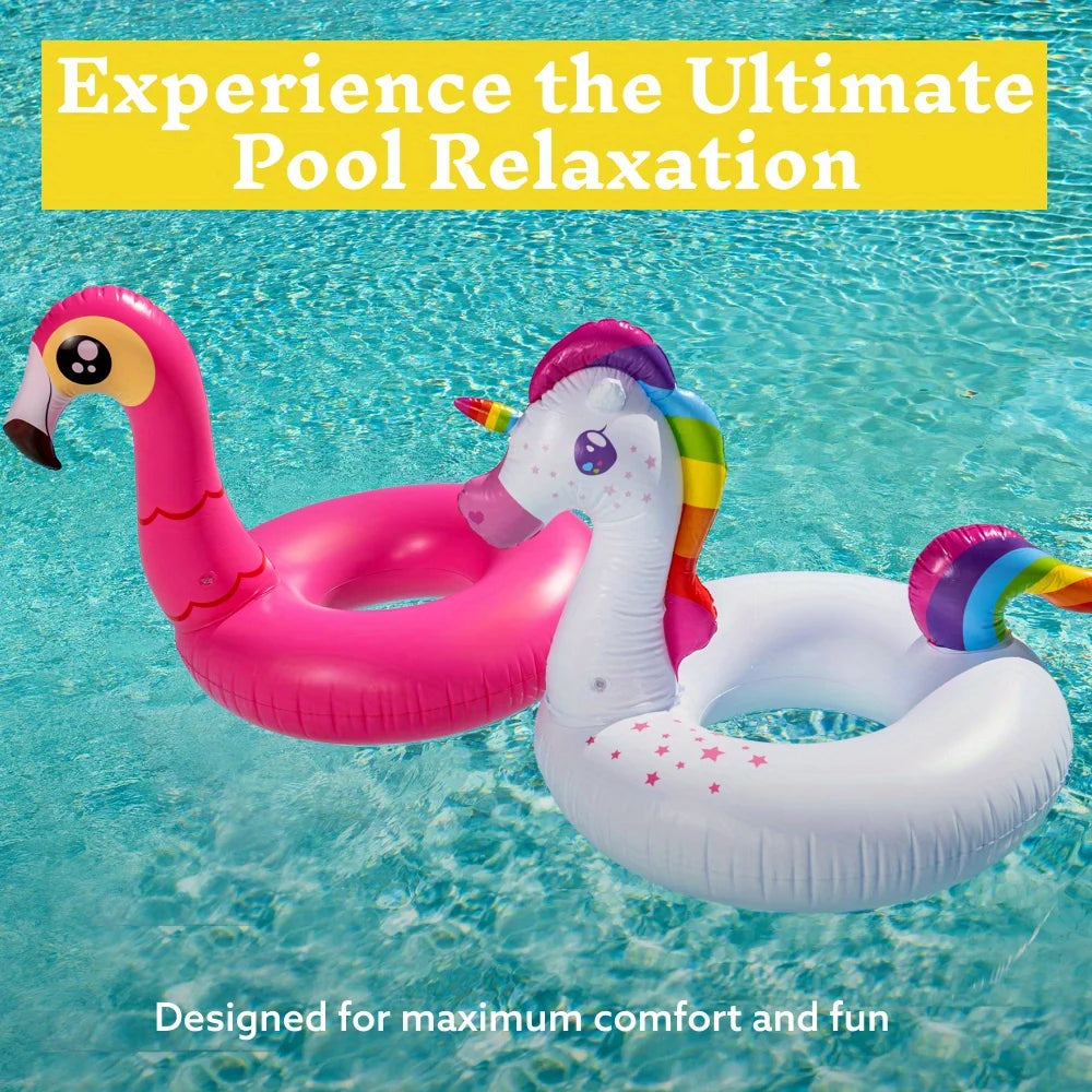 JOYFY 2-Pack Flamingo Unicorn Pool Floats