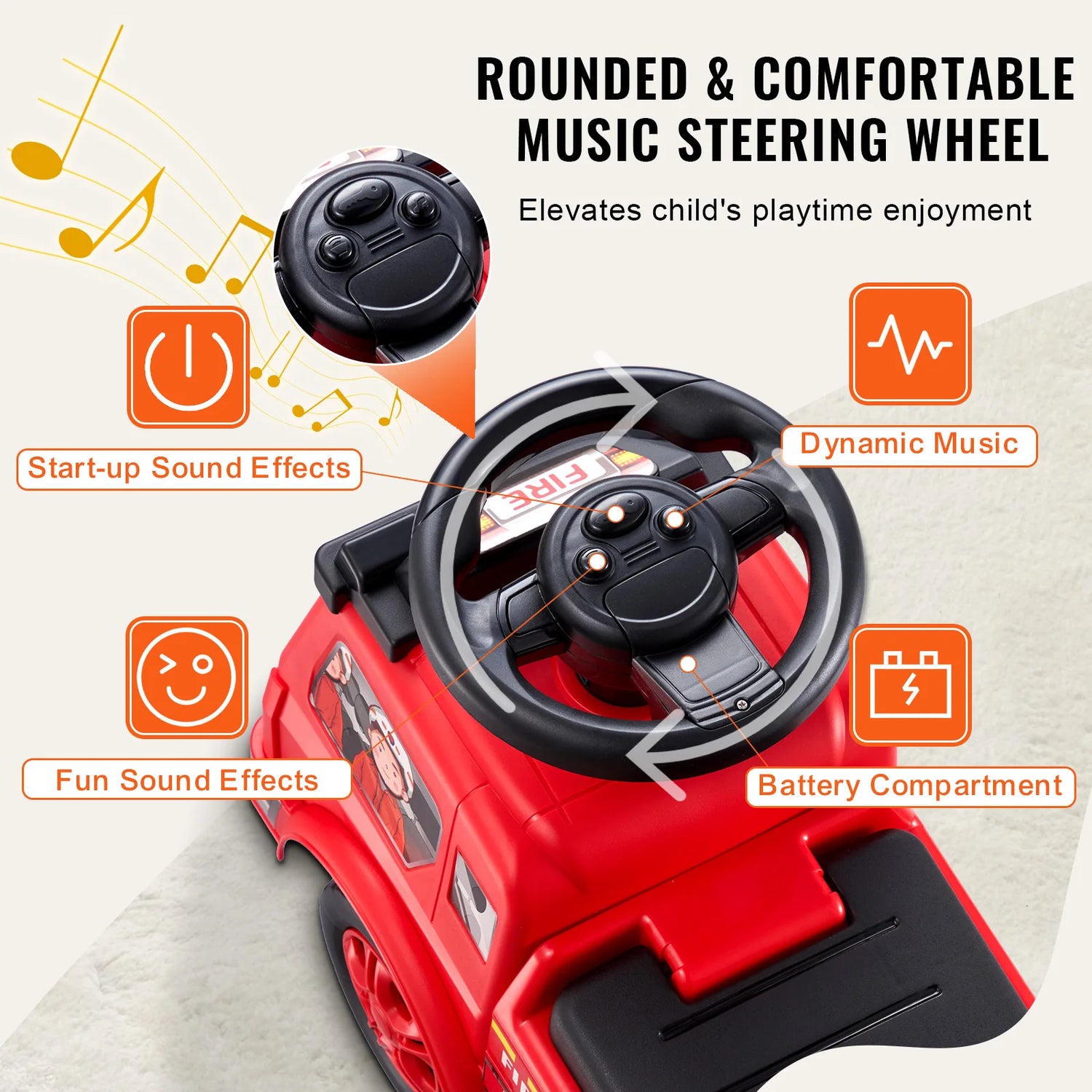SucceBuy Ride On Push Fire Engine for Toddlers