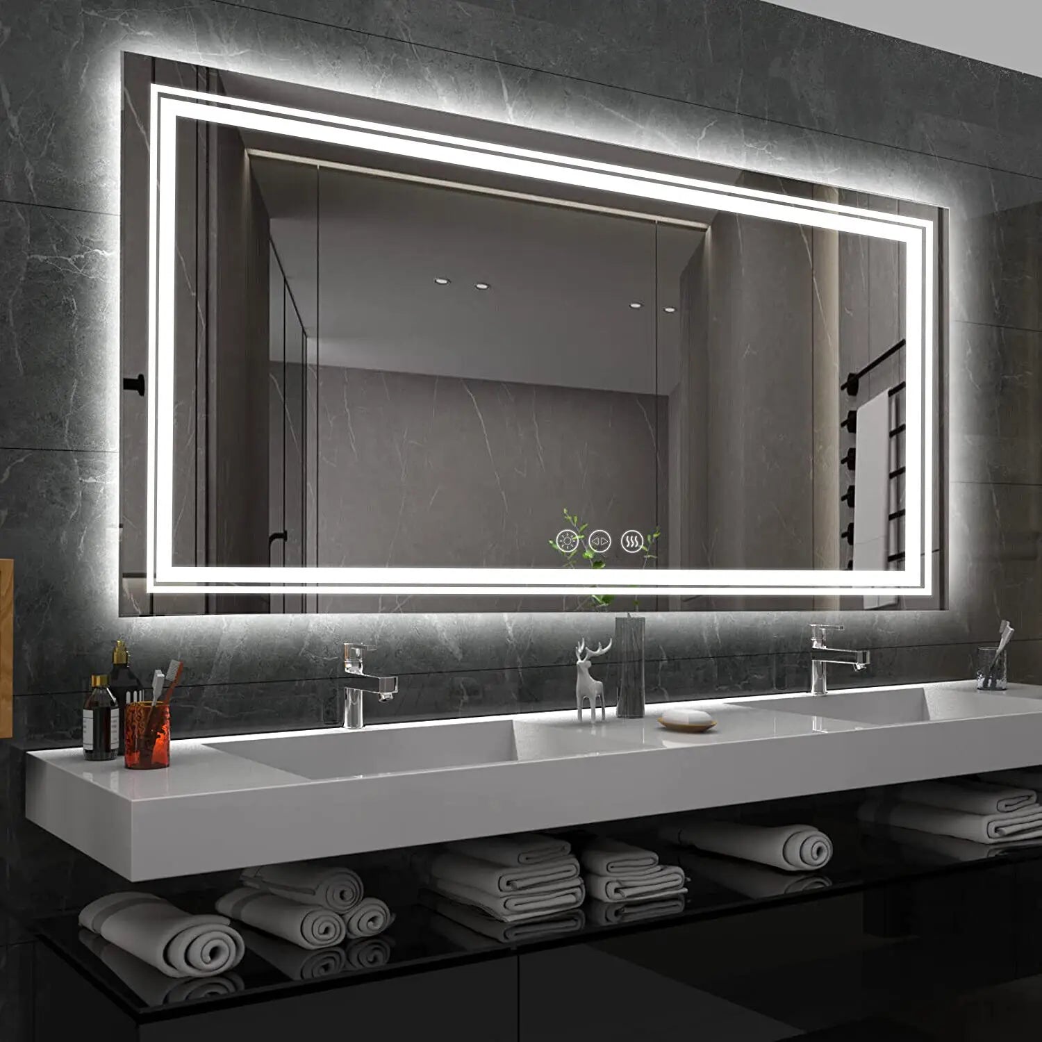 Rectangle Bathroom Mirror with Dimmable Back Light