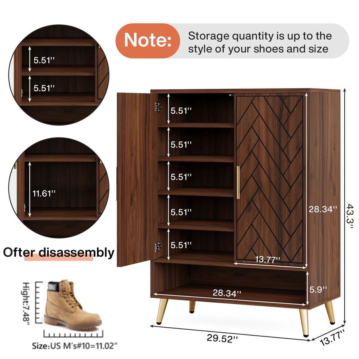 Tribesigns 6-Tier Shoe Cabinet with Doors