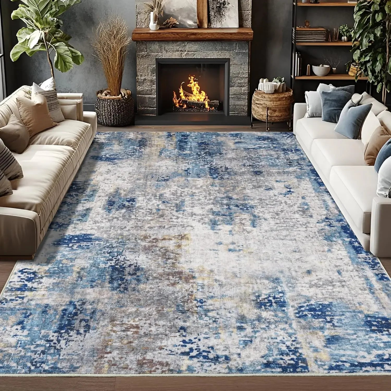 VIKAMA Modern Abstract Washable Area Rug