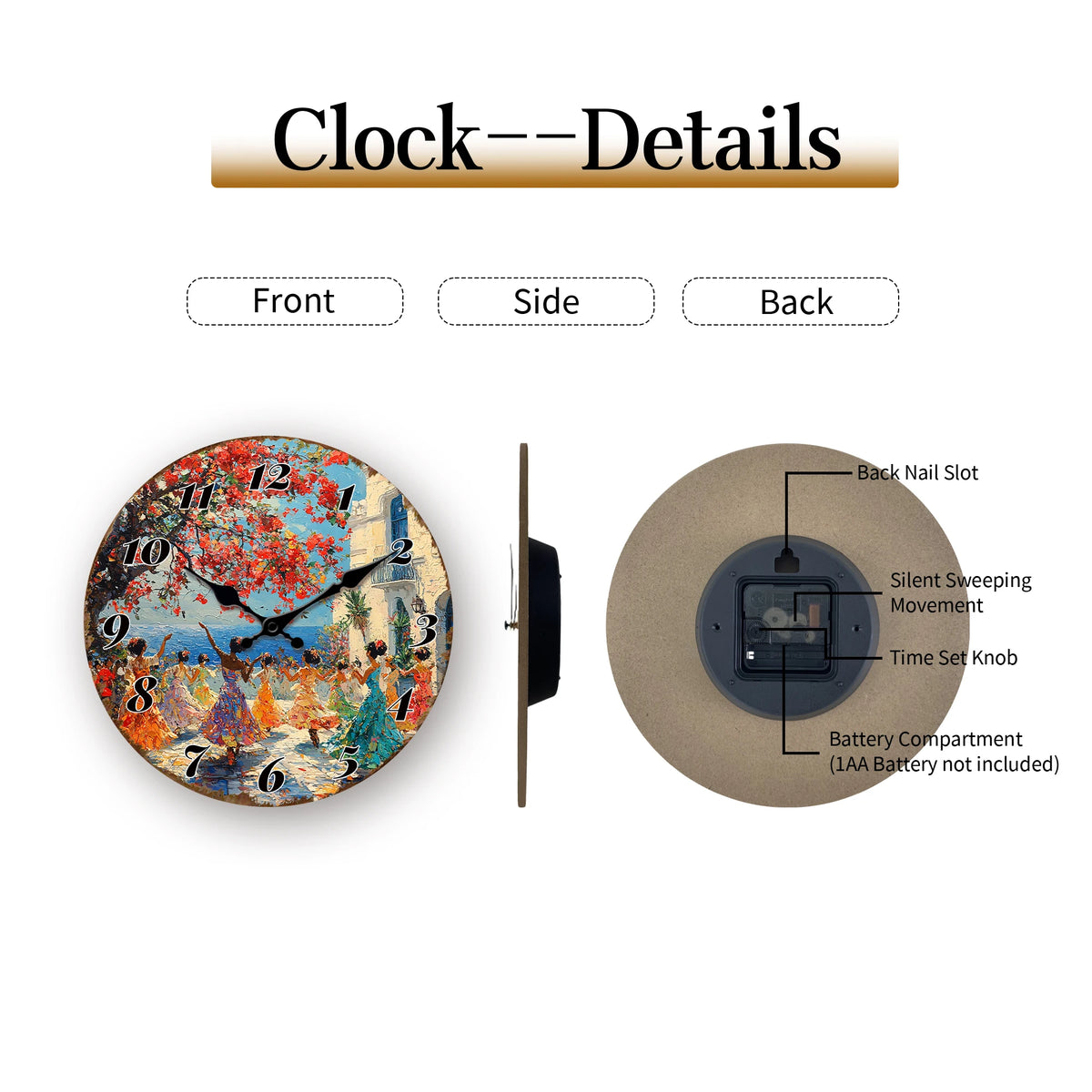 Round Vibrant Dancers Wall Clock