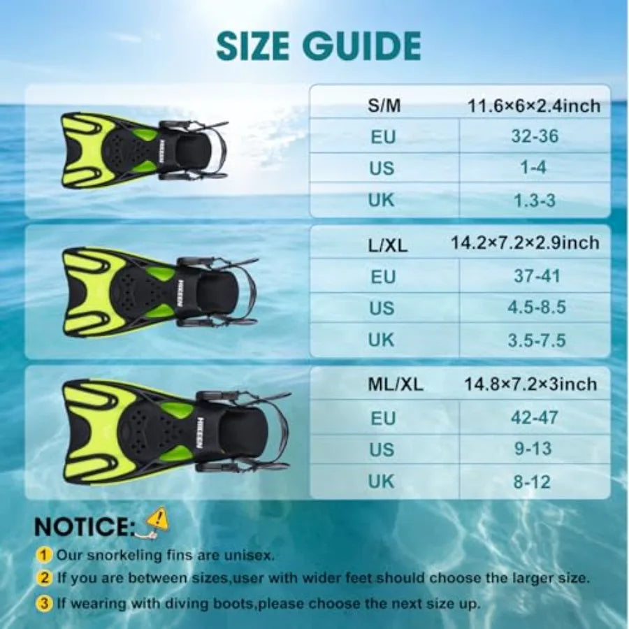 Lightweight Adjustable Adult Open Heel Rubber Snorkel Fins