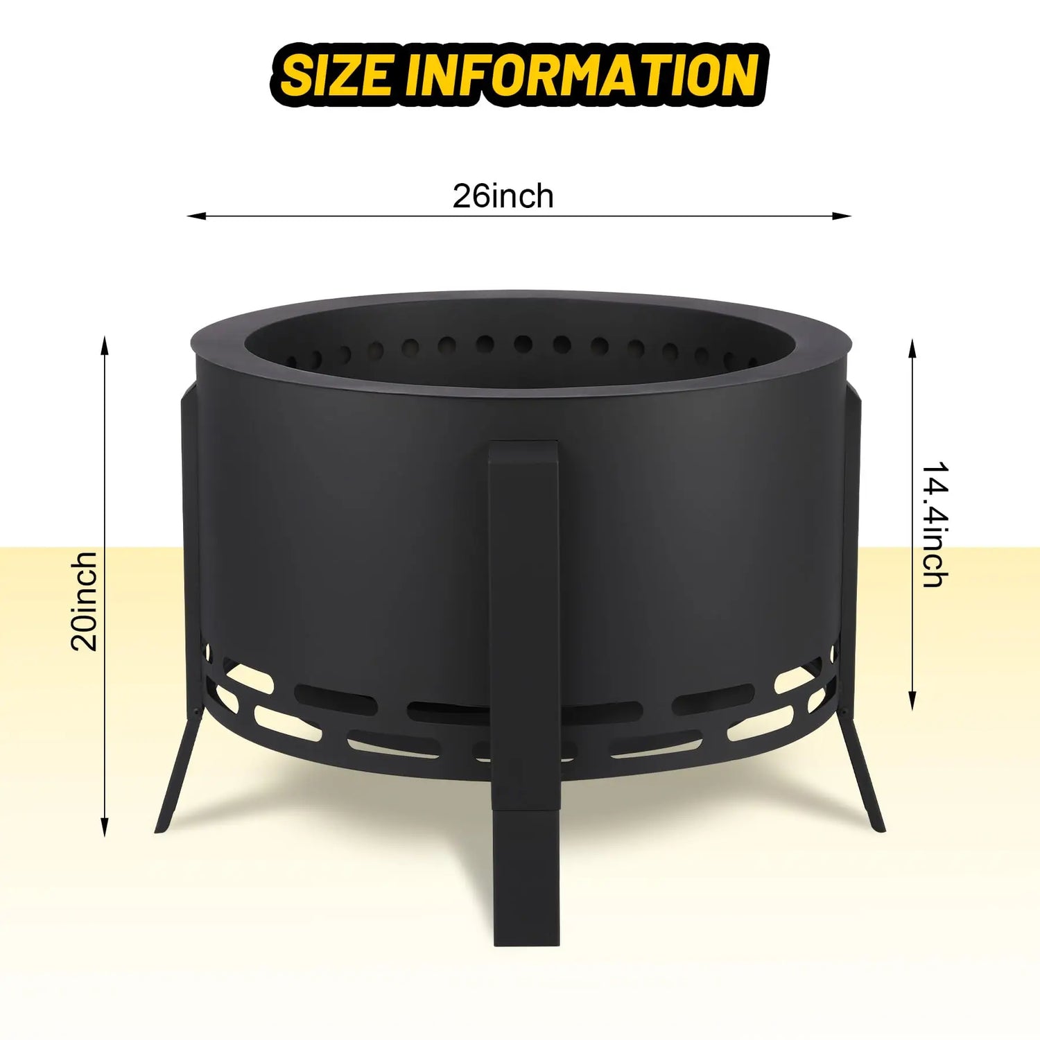 26-Inch Portable Smokeless Fire Pit with Fire Poker