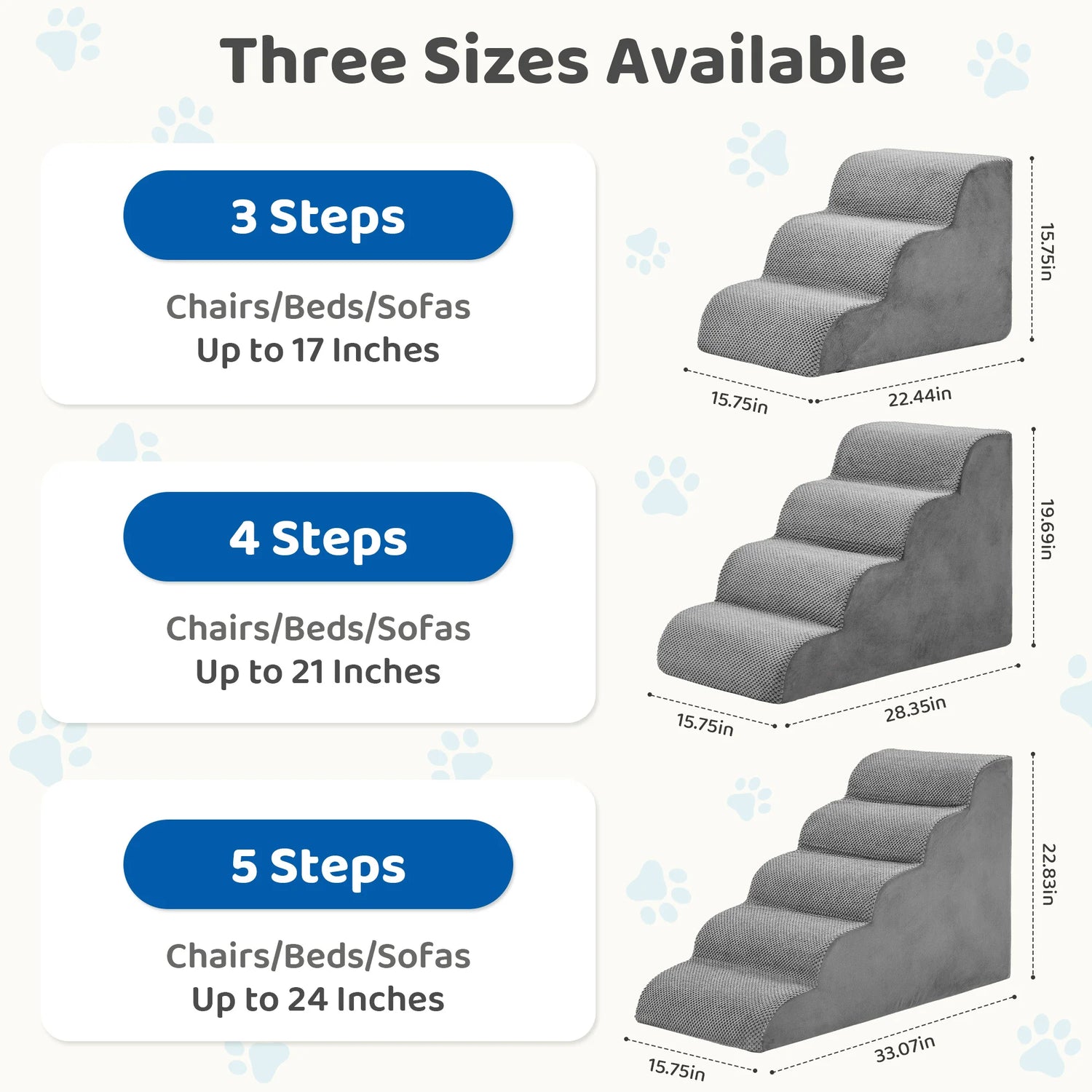 JHK 3-5 Step High-Density Foam Dog Stairs