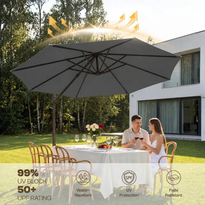 11 Foot Cantilever Offset Patio Umbrella with Base Included