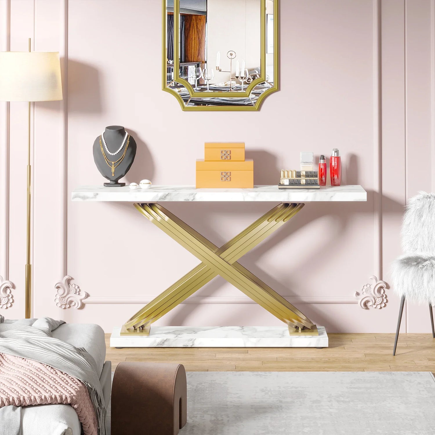Tribesigns 55 Inch Modern Faux Marble Console Table