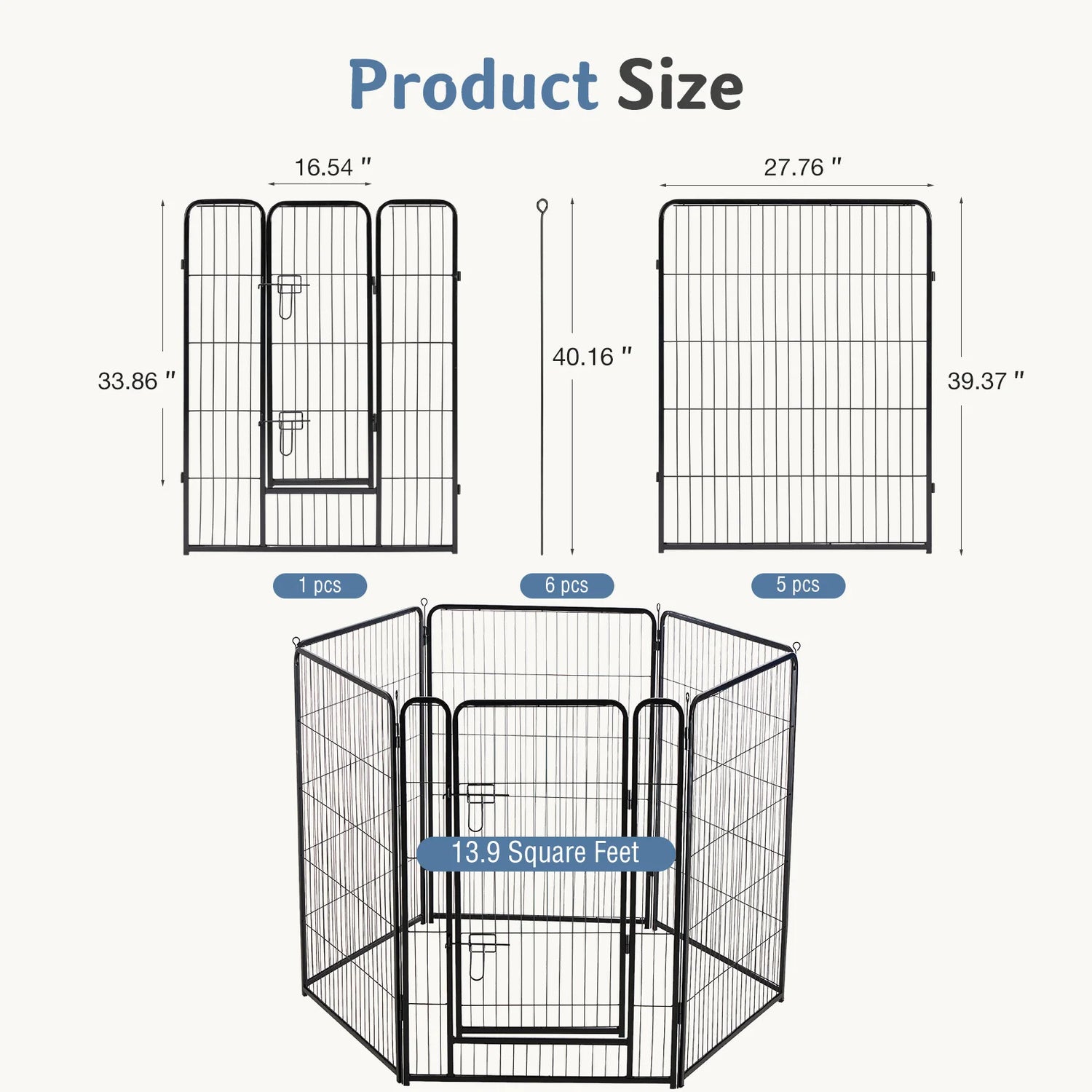 JHK 6 Panel Foldable Metal Dog Playpen