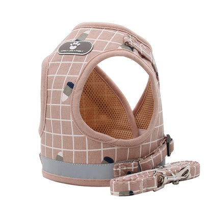 Reflective Breathable Dog or Cat Harness with Leash