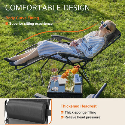 JHK Zero Gravity Portable Recliner Lounge Chairs with Cup Holder