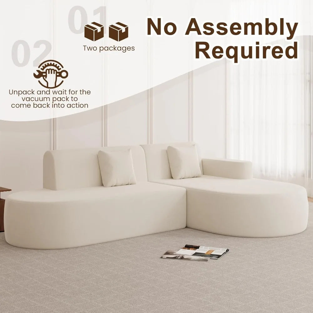 93 Inch Modern Curved L-Shaped Sofa Couch in Chenille or Corduroy