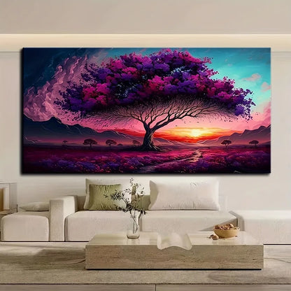 Art Deco Purple &amp; Pink Hauntingly Beautiful Landscape Wall Art