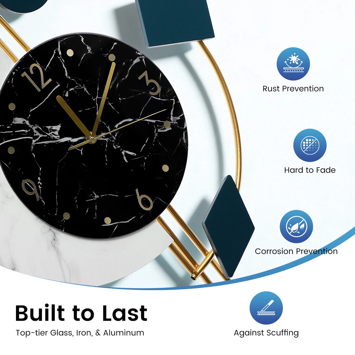 22 Inch Nordic Style Luxury Marble Wall Clock