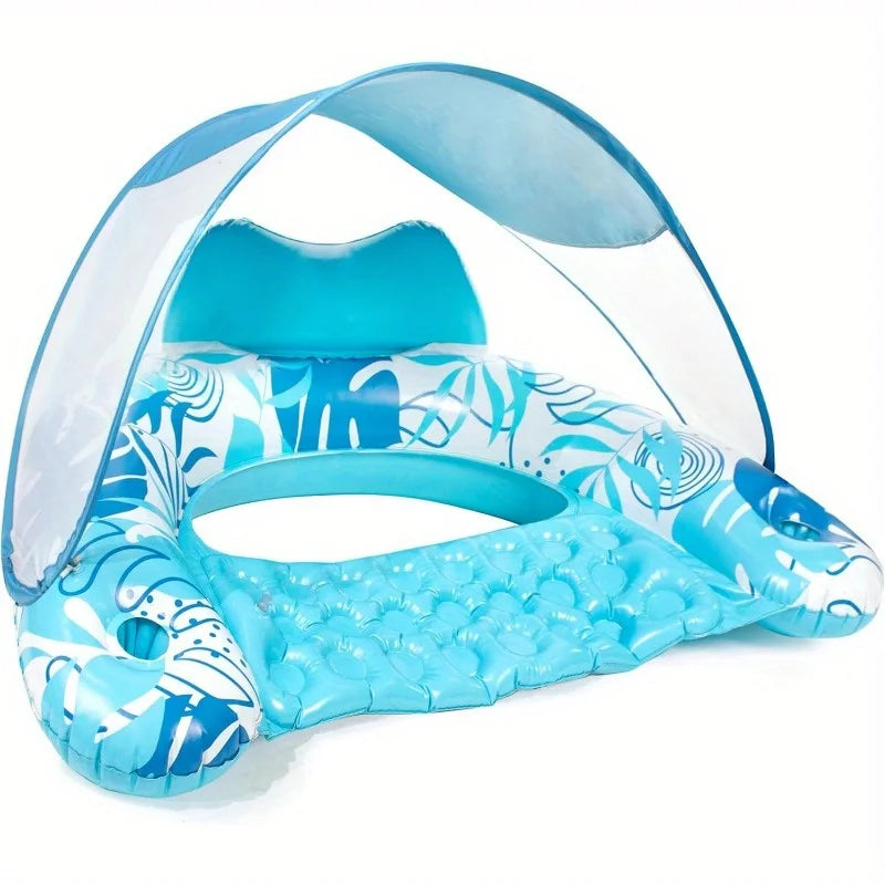 JOYFY XL Inflatable Lounge Chair with Canopy and Cup Holders