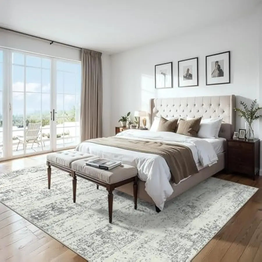 8x10 Neutral Contemporary Washable Area Rug