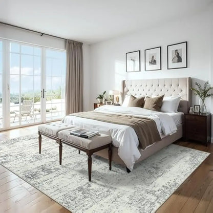 8x10 Neutral Contemporary Washable Area Rug