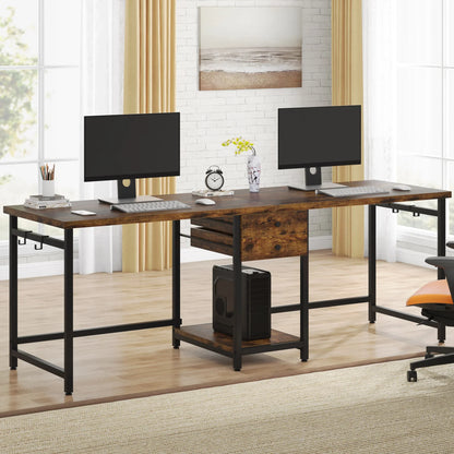Tribesigns Two Person Desk with 2 Drawers