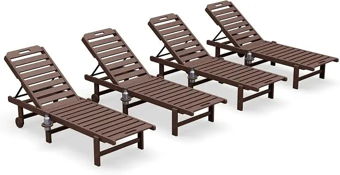 Outdoor Chaise Lounge Set of 4 with 5 Adjustable Positions