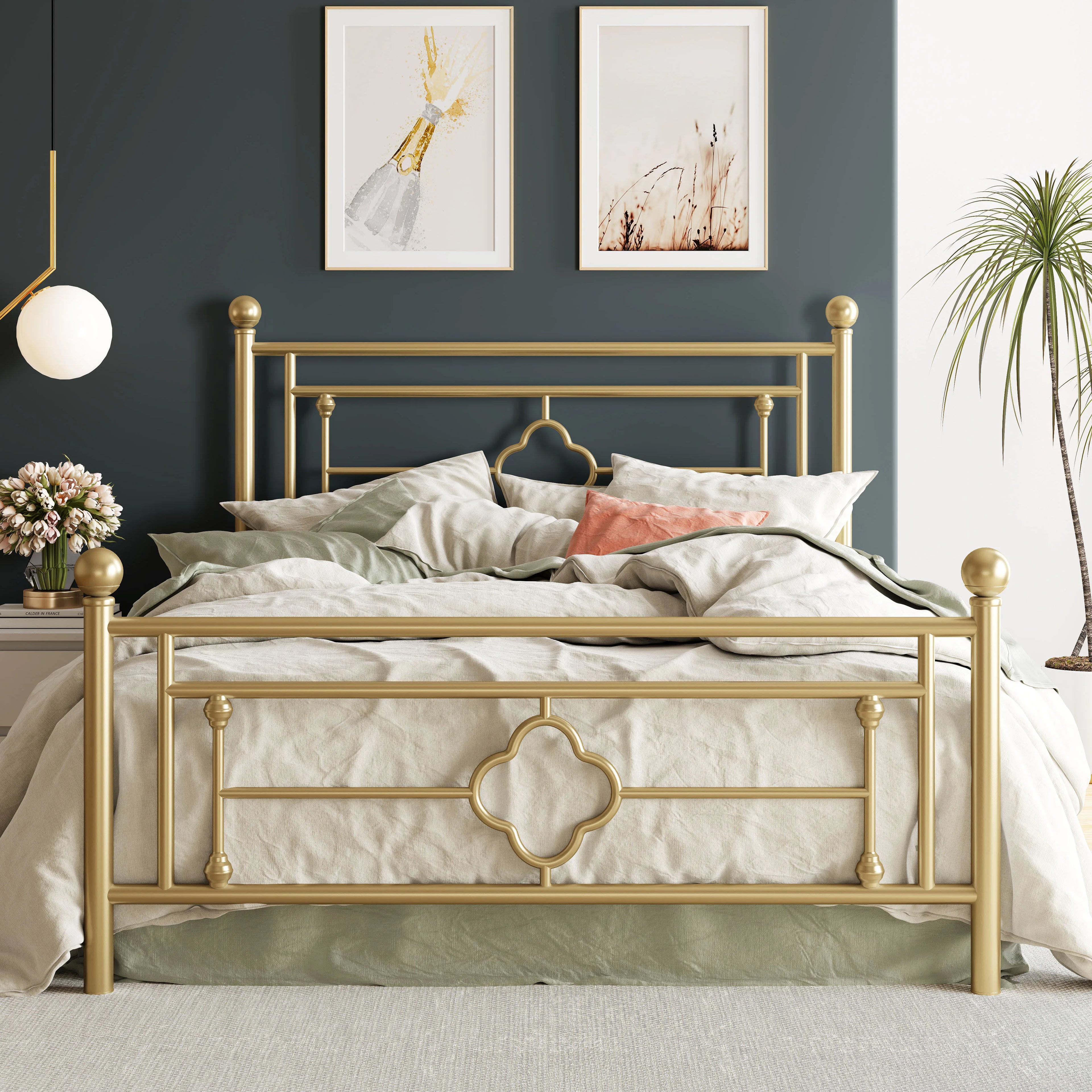 Metal Vintage Victorian Style Headboard and Footboard