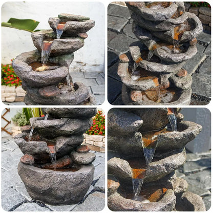 10-Tier Cascading Outdoor Rock Waterfall